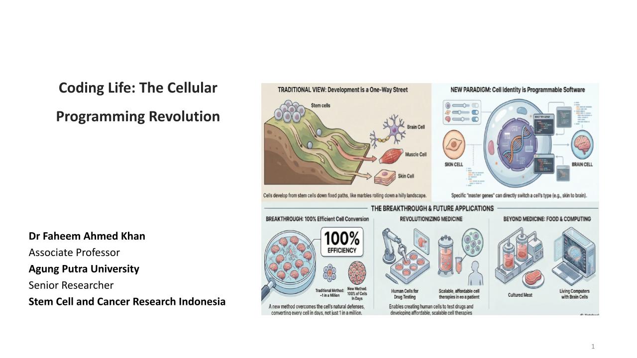 Special Session | Coding Life: The Cellular Programming Revolution with Dr. Faheem Ahmed Khan, BSc, MS, PhD